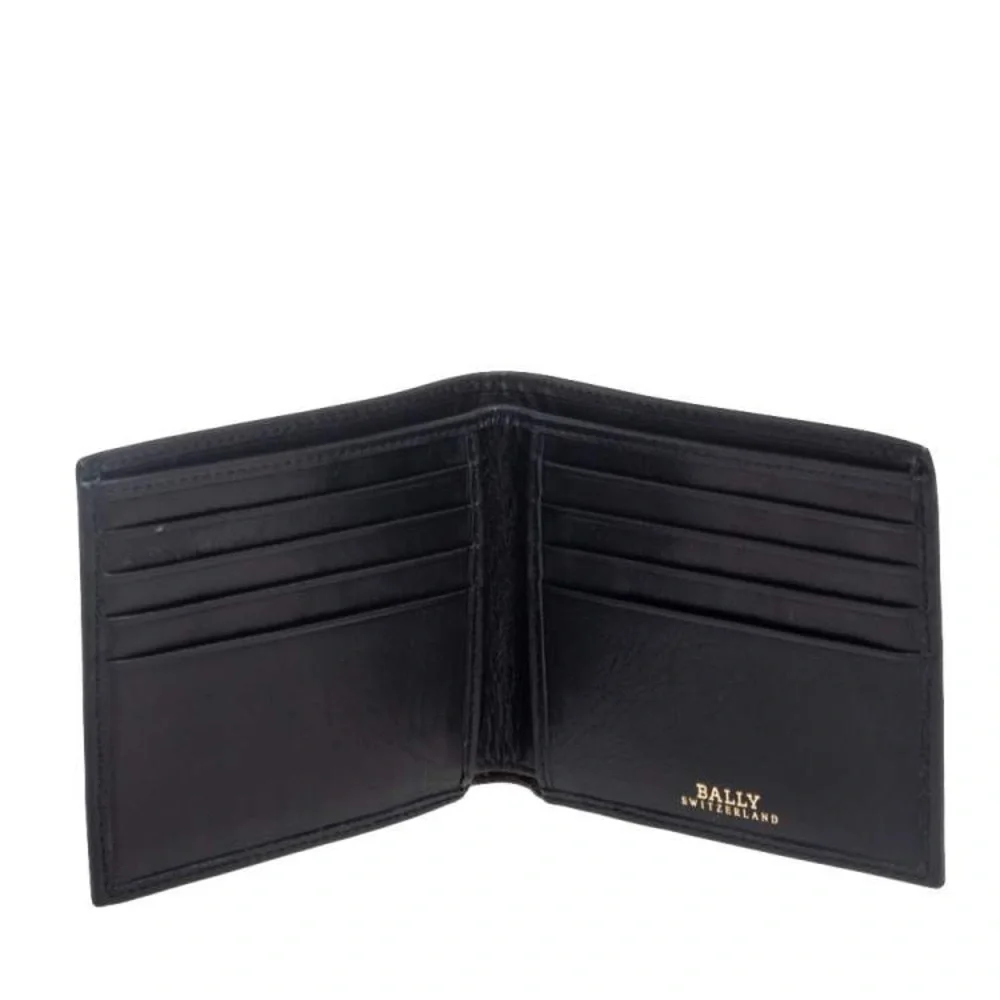 Bally Black Leather and Canvas Bifold Wallet